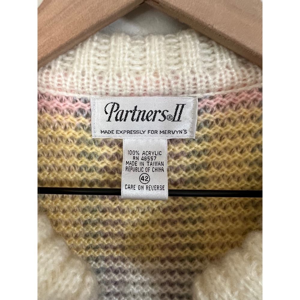 Vintage Partners II Mervyn's Pastel Plaid Knit‎ Sweater Vest Cottagecore  Large - Picture 3 of 5